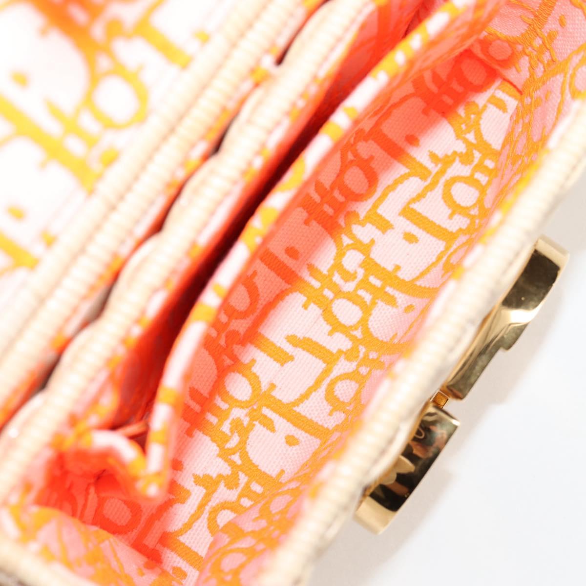 Christian Dior Shoulder Bag Raffia Orange Beige Auth 132405M