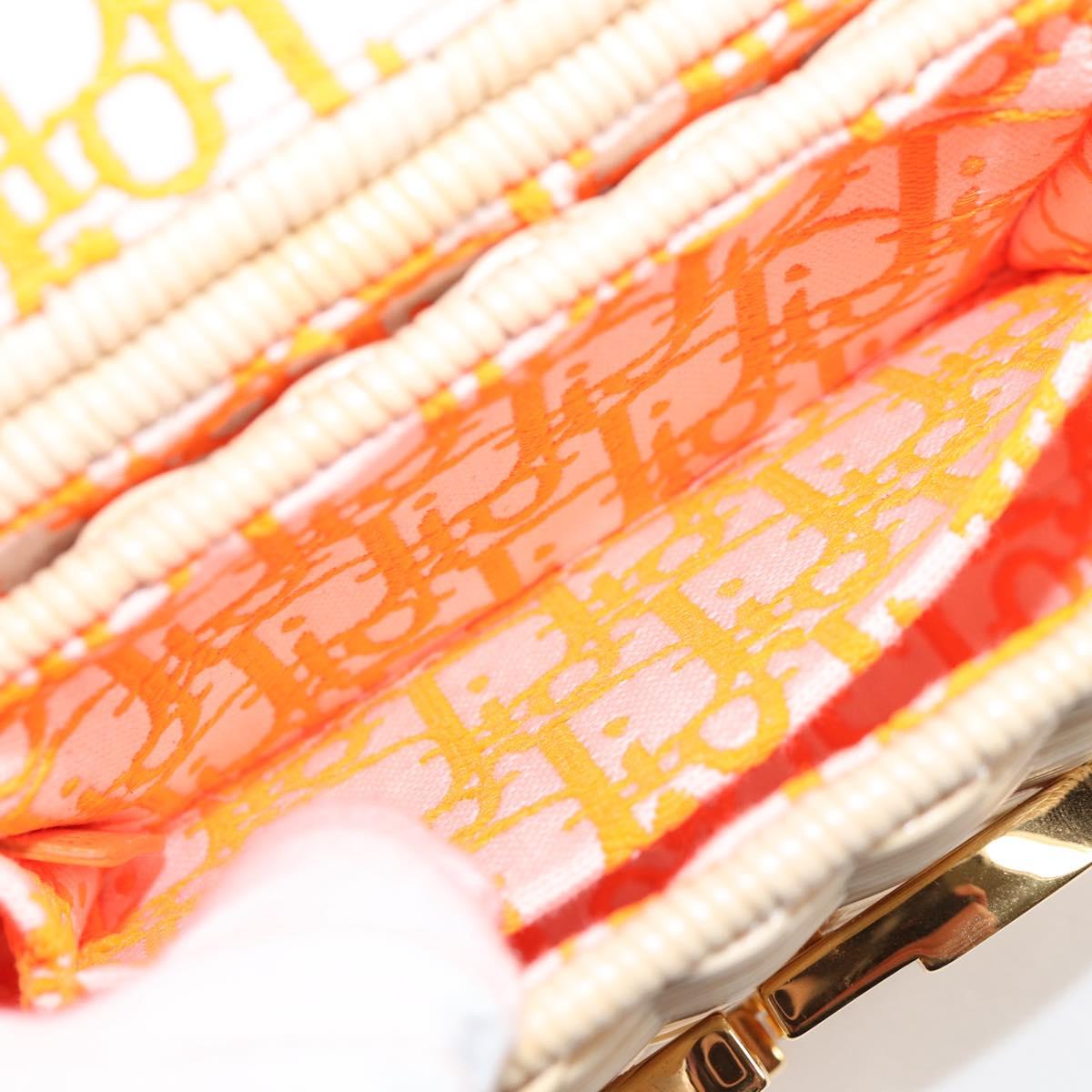 Christian Dior Shoulder Bag Raffia Orange Beige Auth 132405M