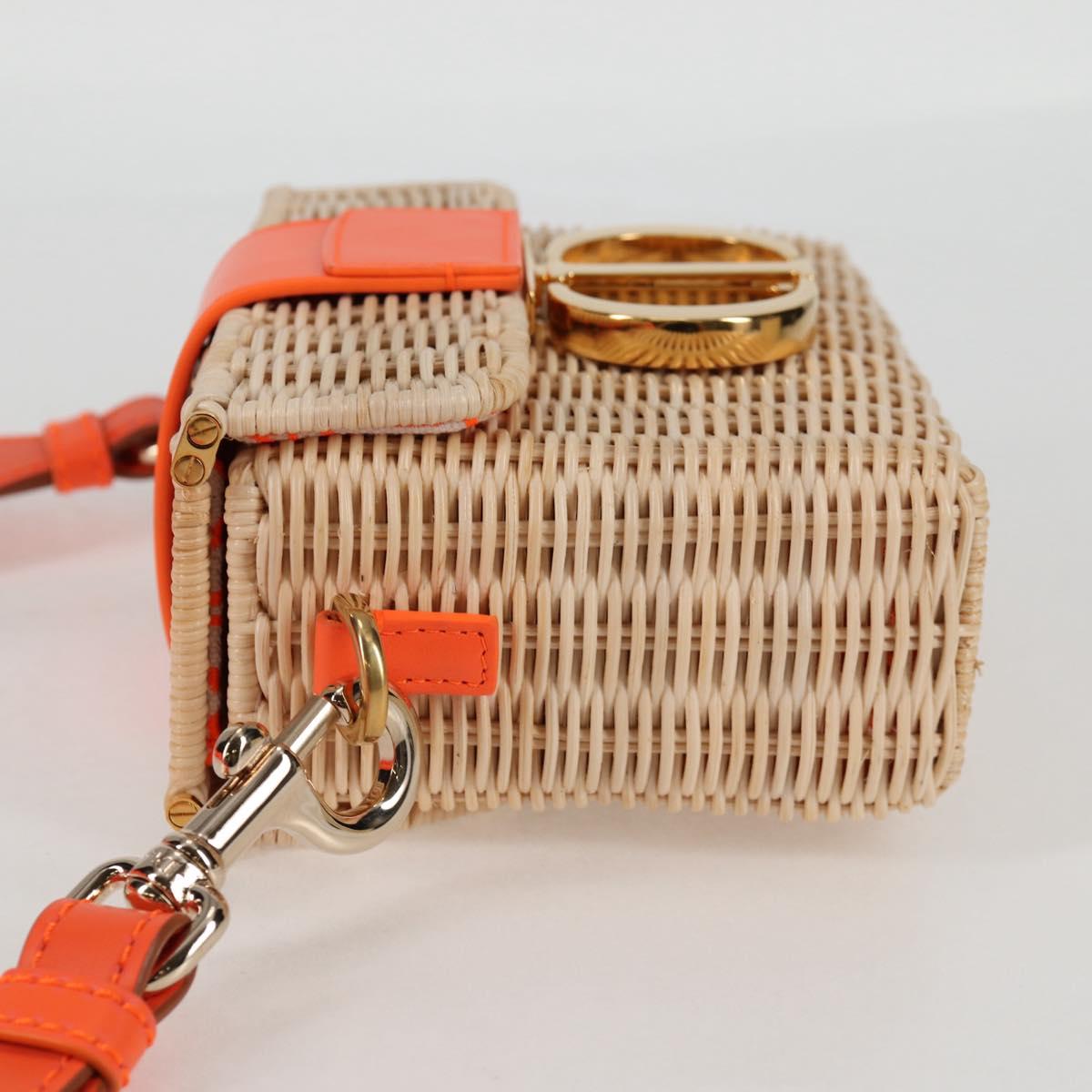 Christian Dior Shoulder Bag Raffia Orange Beige Auth 132405M