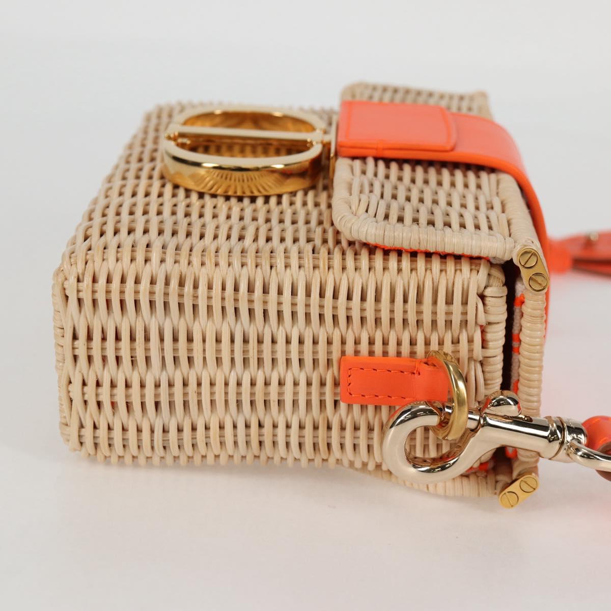 Christian Dior Shoulder Bag Raffia Orange Beige Auth 132405M