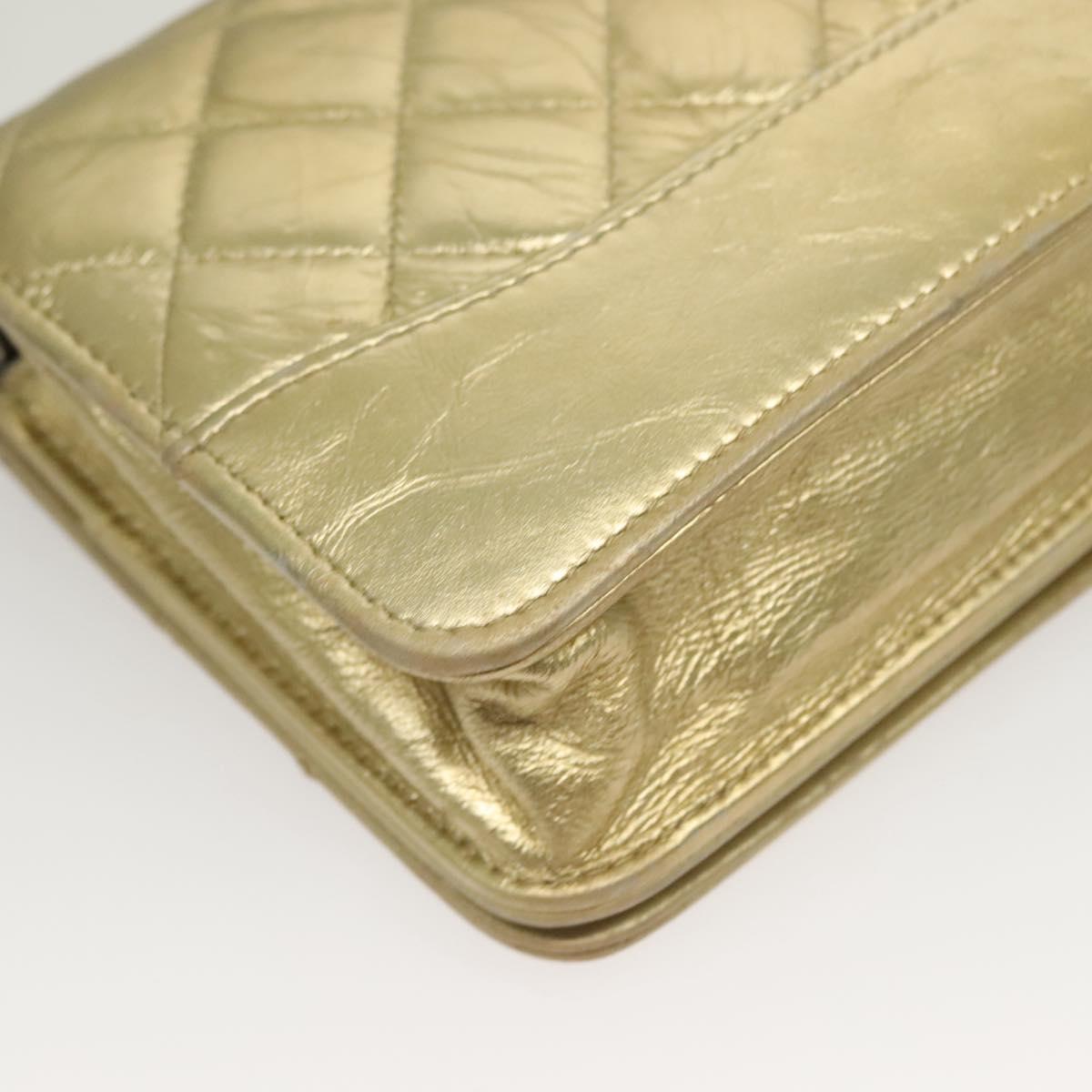 CHANEL Matelasse Chain Shoulder Bag Leather Gold CC Auth 132419