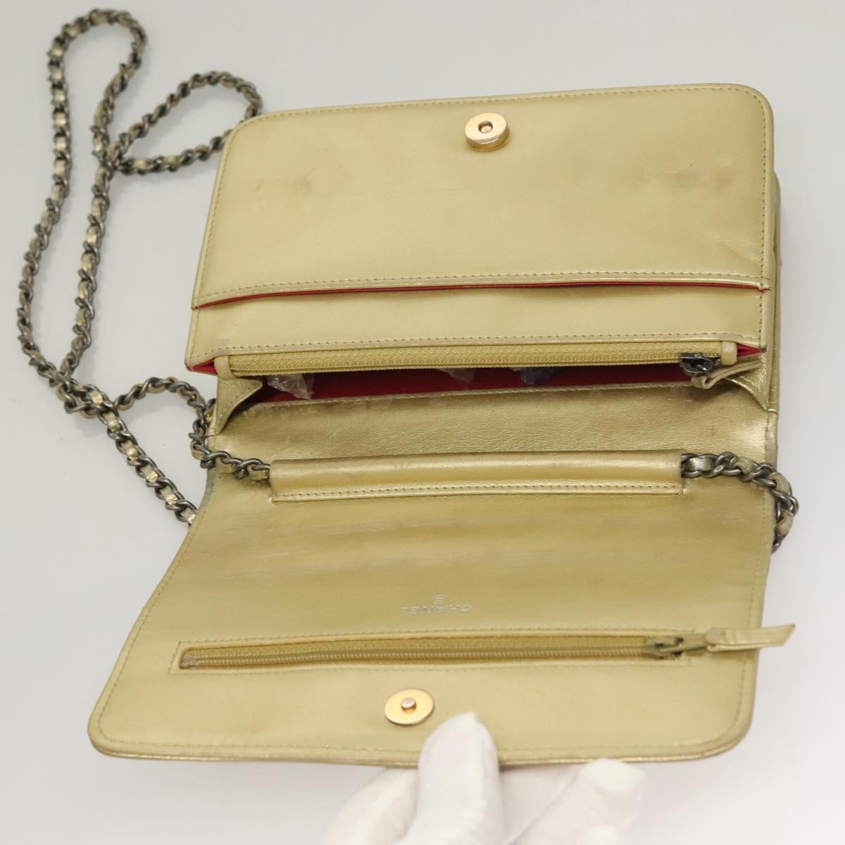 CHANEL Matelasse Chain Shoulder Bag Leather Gold CC Auth 132419