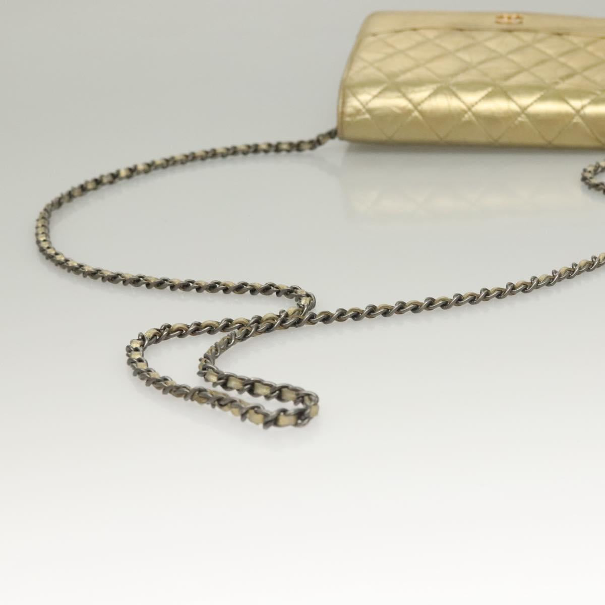 CHANEL Matelasse Chain Shoulder Bag Leather Gold CC Auth 132419