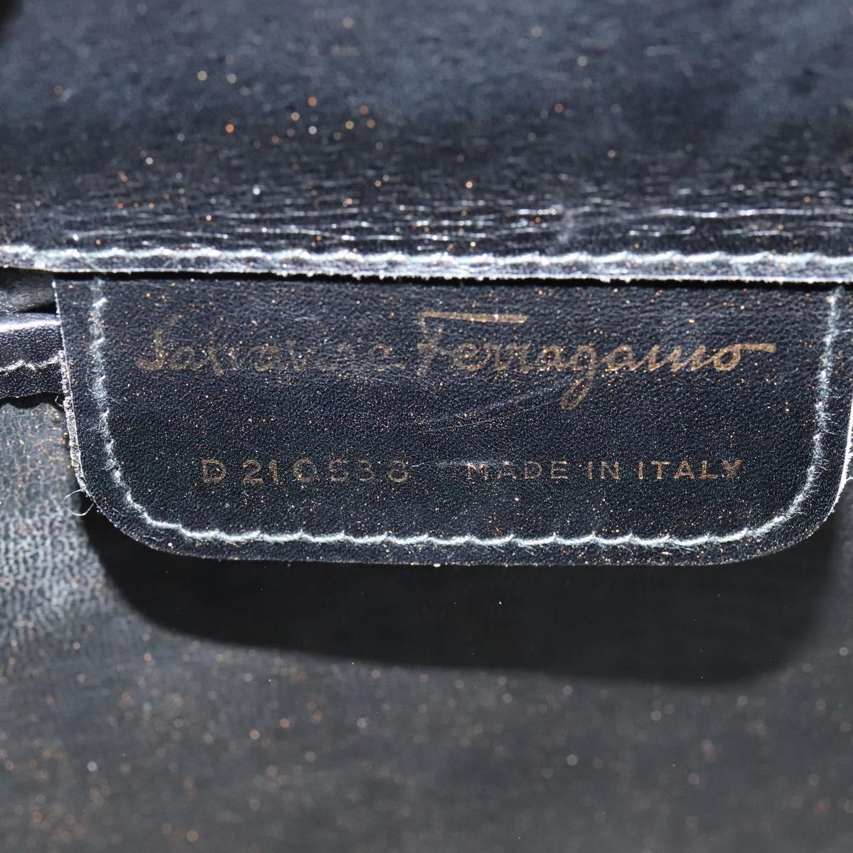 Salvatore Ferragamo Vala Shoulder Bag Leather Black Silver Auth 132421