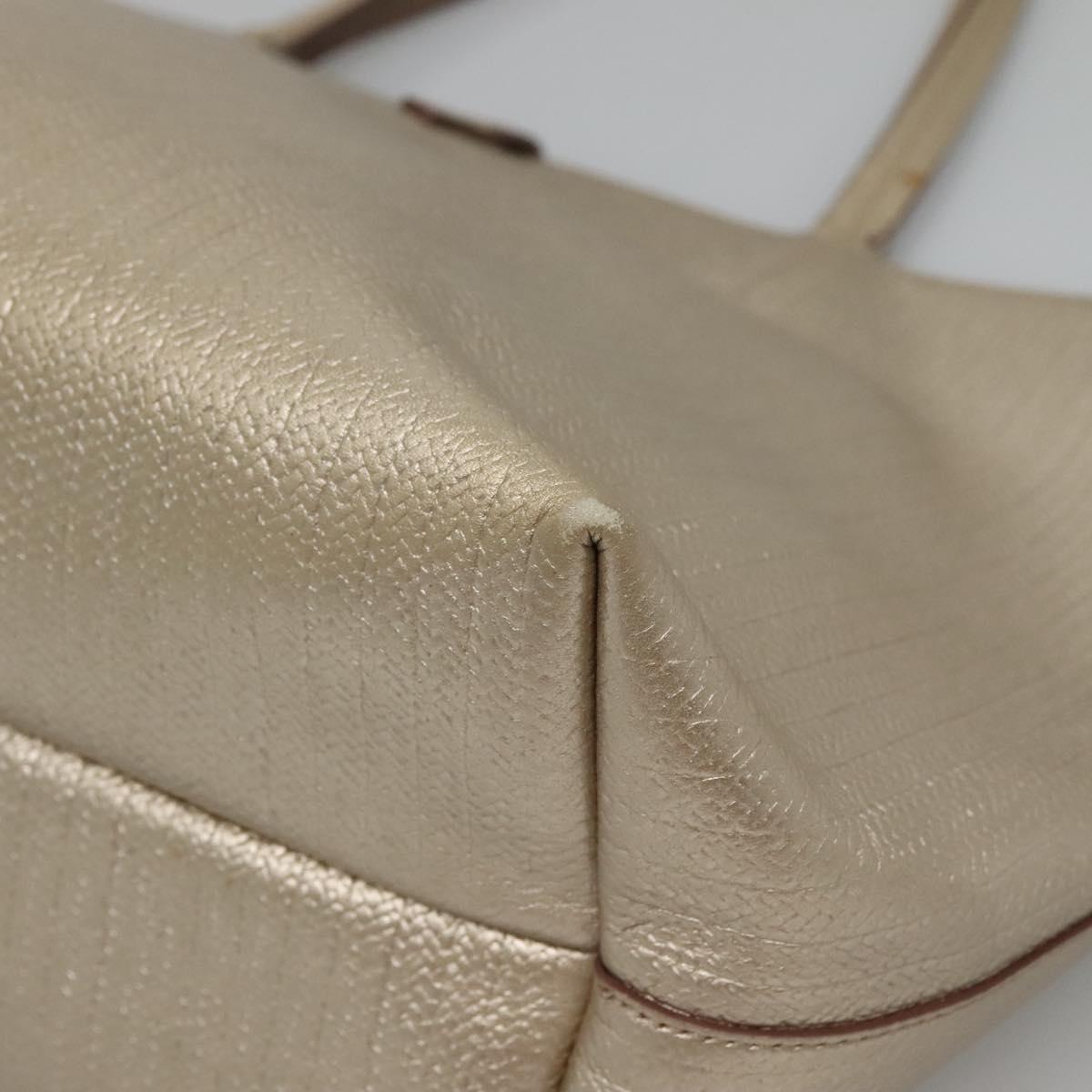 Salvatore Ferragamo Gancini Tote Bag Leather Gold Auth 132423