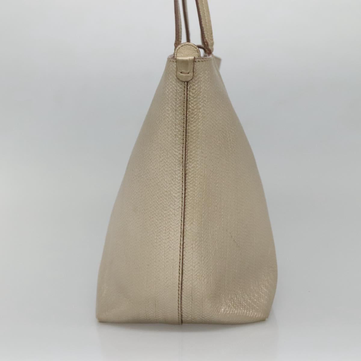 Salvatore Ferragamo Gancini Tote Bag Leather Gold Auth 132423