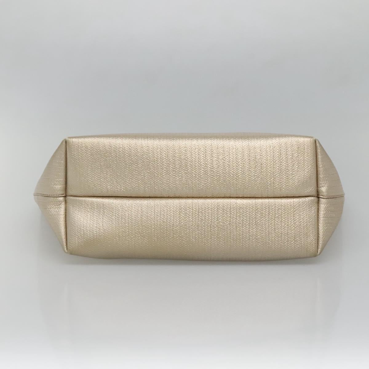 Salvatore Ferragamo Gancini Tote Bag Leather Gold Auth 132423