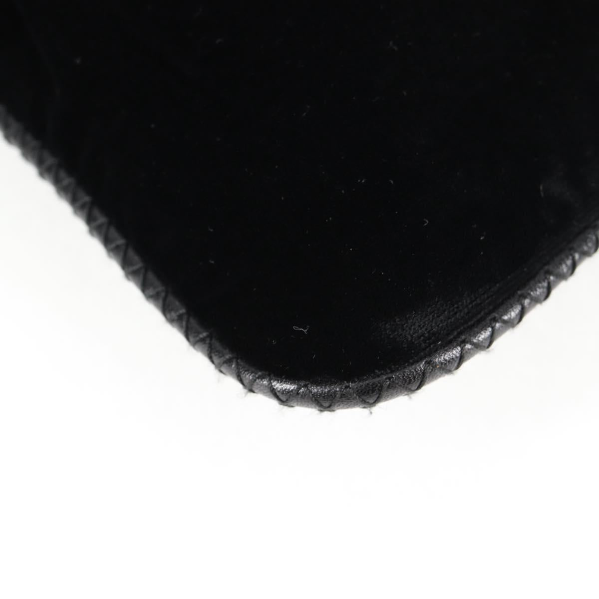 PRADA Hand Bag Velor Black Gold Auth 132428V