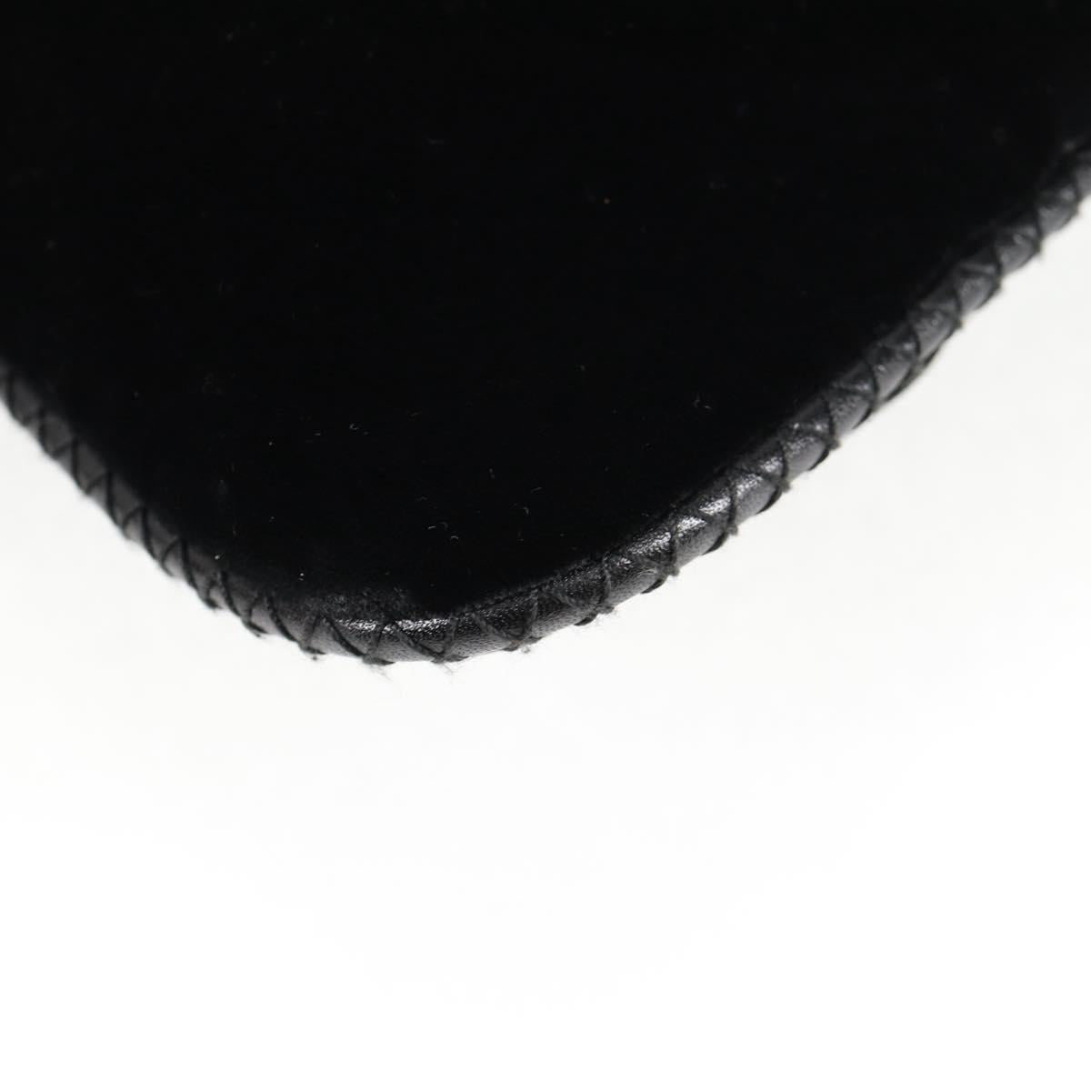 PRADA Hand Bag Velor Black Gold Auth 132428V