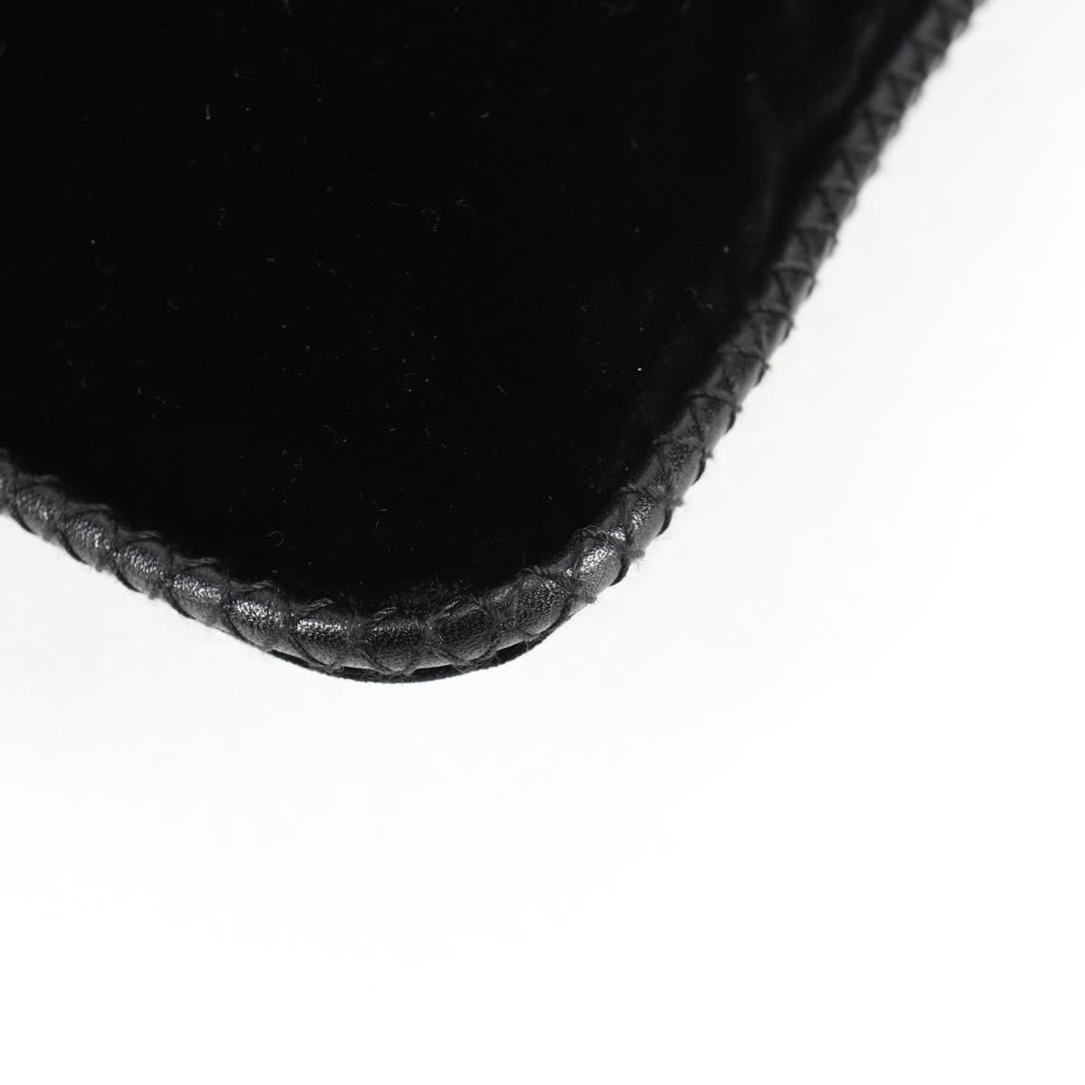 PRADA Hand Bag Velor Black Gold Auth 132428V