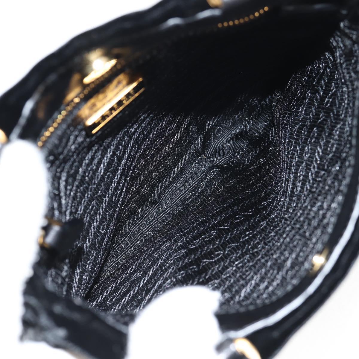 PRADA Hand Bag Velor Black Gold Auth 132428V