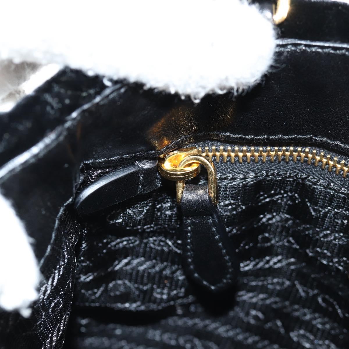 PRADA Hand Bag Velor Black Gold Auth 132428V
