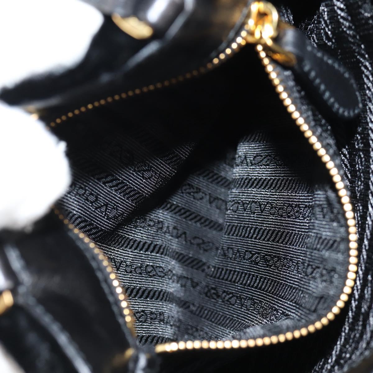 PRADA Hand Bag Velor Black Gold Auth 132428V