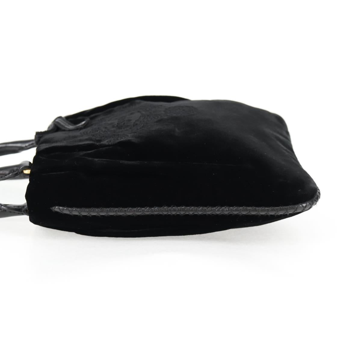 PRADA Hand Bag Velor Black Gold Auth 132428V