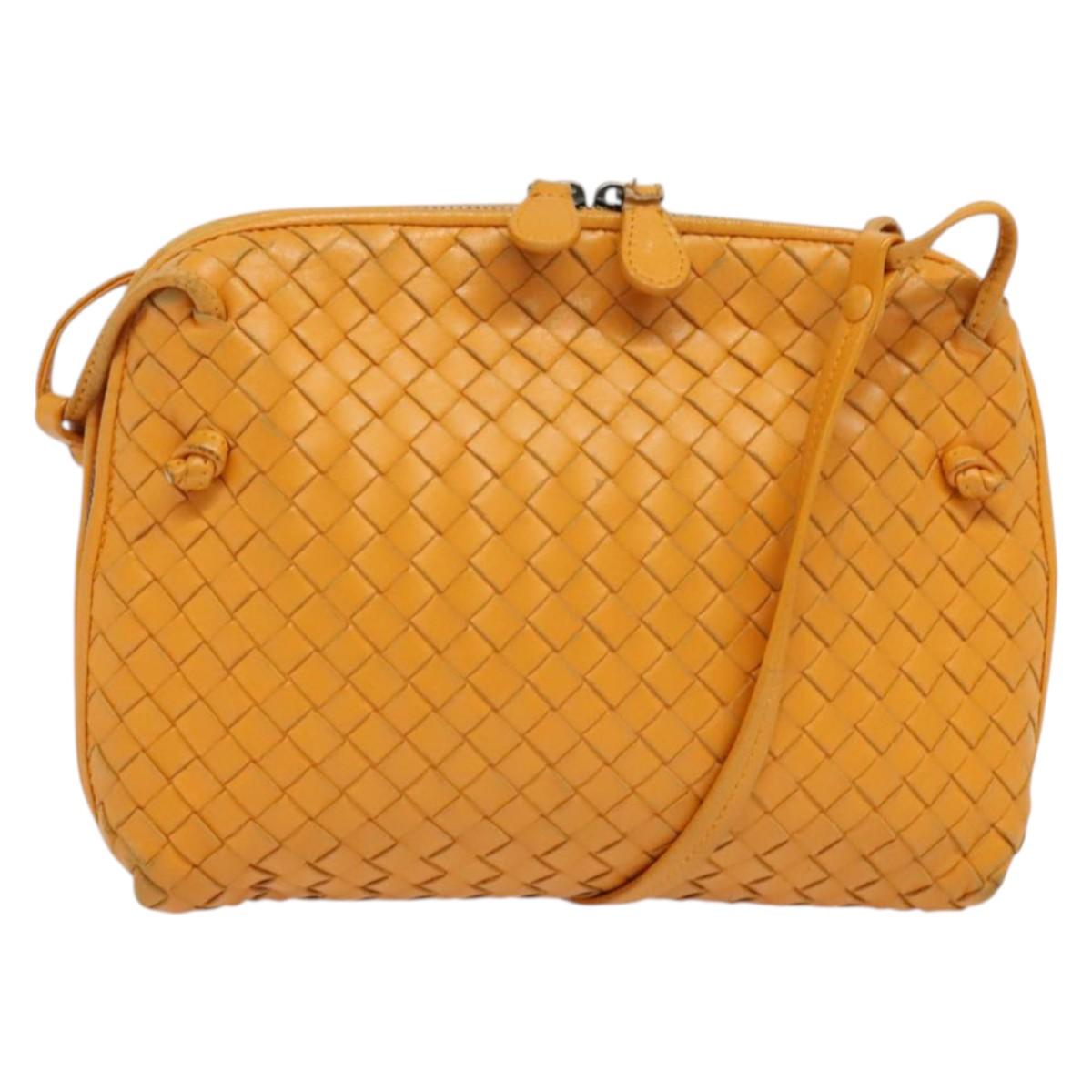 BOTTEGA VENETA INTRECCIATO Shoulder Bag Leather Yellow Auth 132431