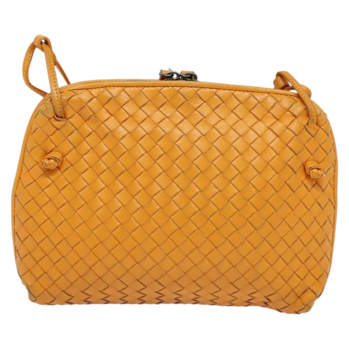 BOTTEGA VENETA INTRECCIATO Shoulder Bag Leather Yellow Auth 132431