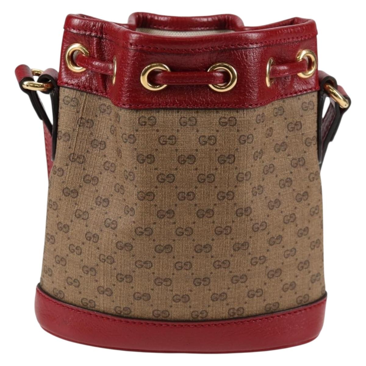 GUCCI Micro GG Supreme Doraemon Collaboration Bag PVC Beige Gold Auth 132450SAM