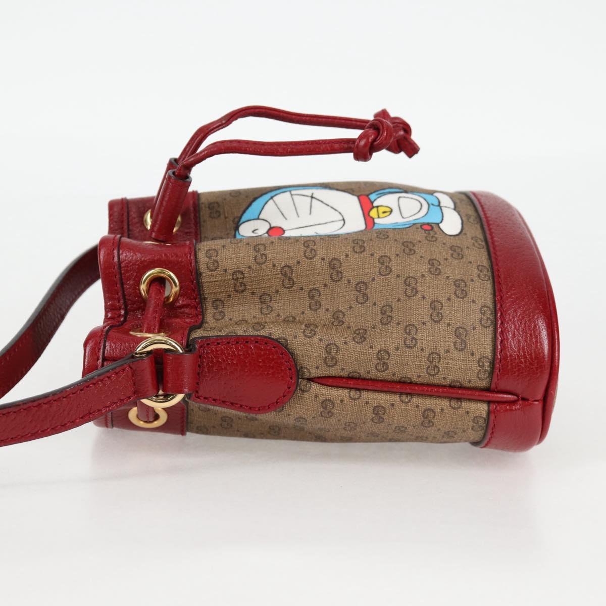 GUCCI Micro GG Supreme Doraemon Collaboration Bag PVC Beige Gold Auth 132450SAM