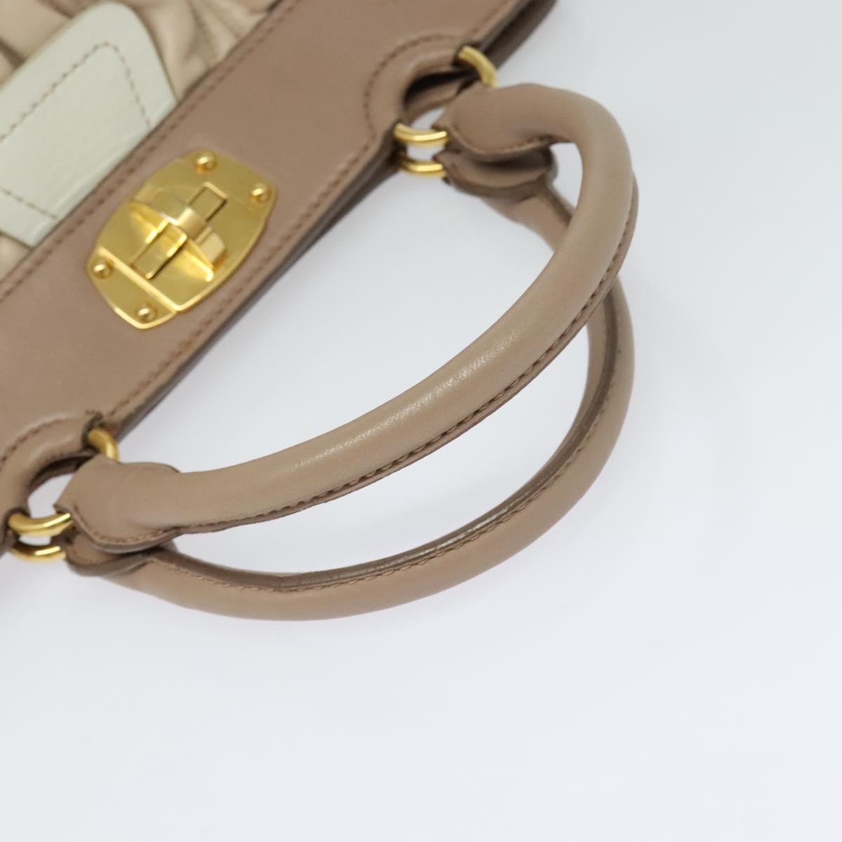 Miu Miu Matelasse Hand Bag Leather 2way Beige Gold Auth 132451