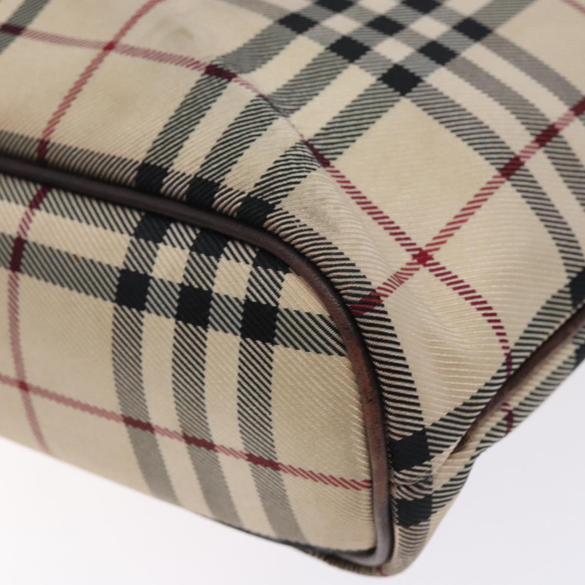 BURBERRY Nova Check Hand Bag Canvas Beige Silver Auth 132453