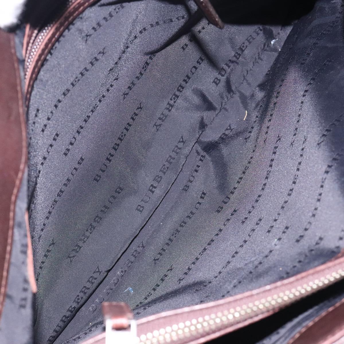 BURBERRY Nova Check Hand Bag Canvas Beige Silver Auth 132453