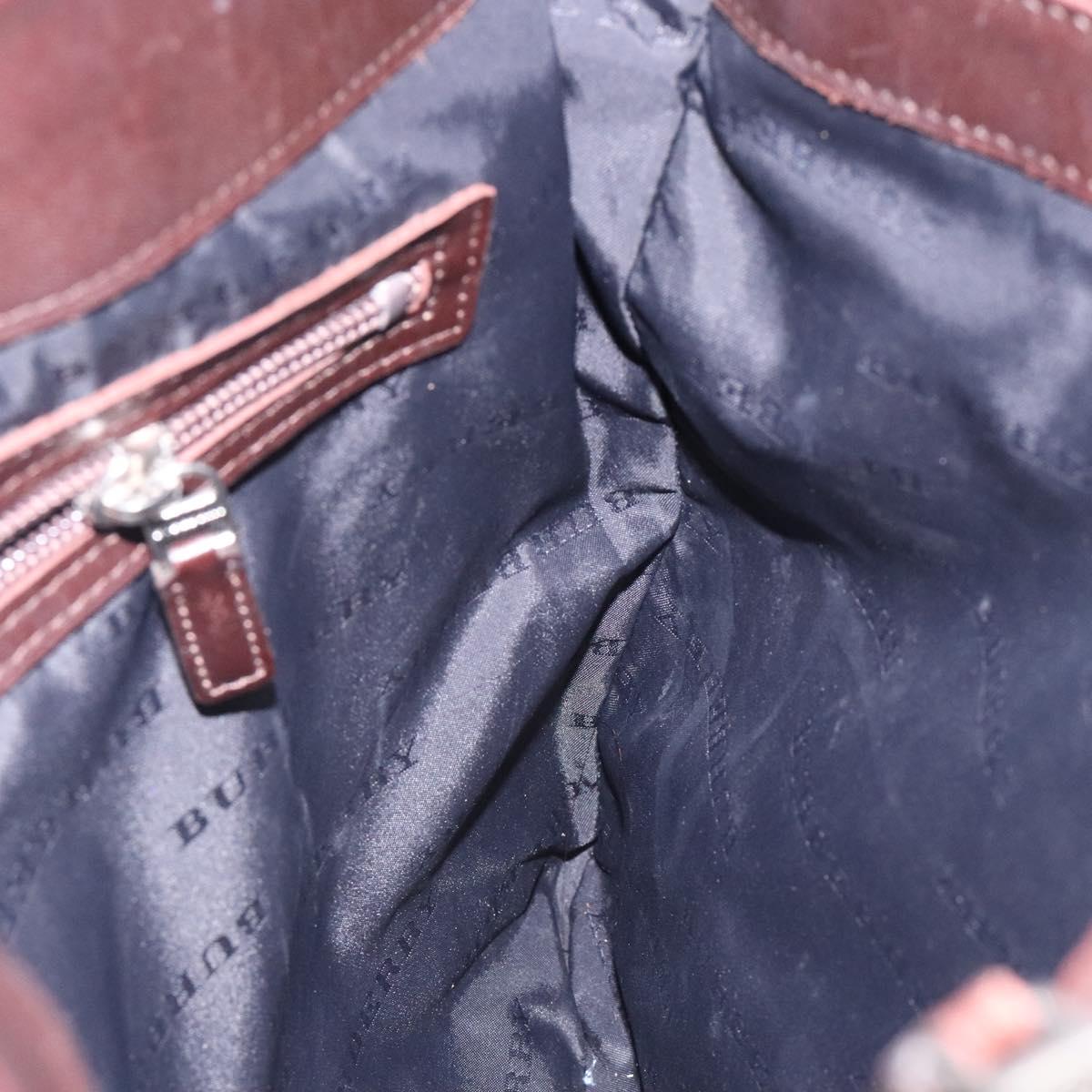 BURBERRY Nova Check Hand Bag Canvas Beige Silver Auth 132453