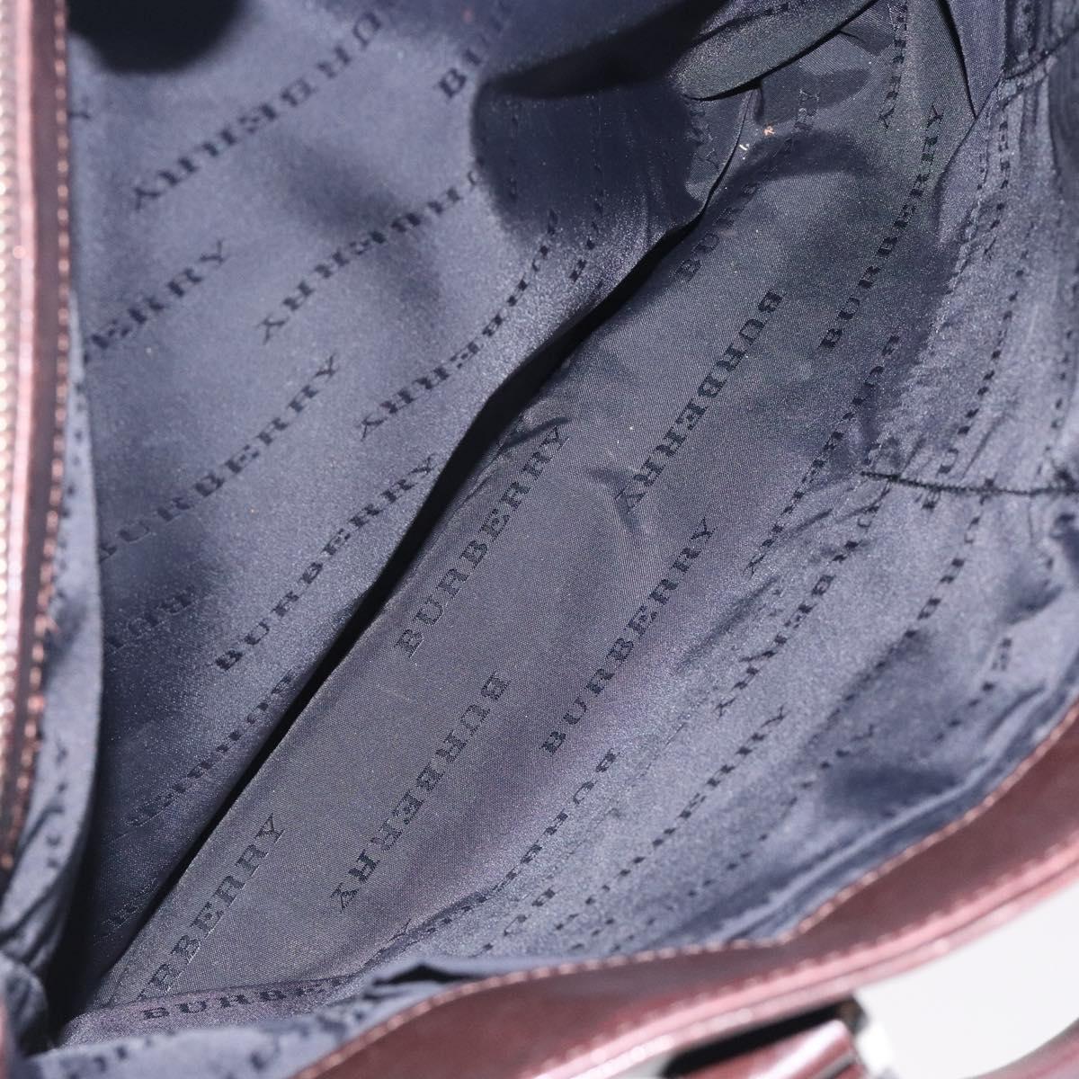 BURBERRY Nova Check Hand Bag Canvas Beige Silver Auth 132453