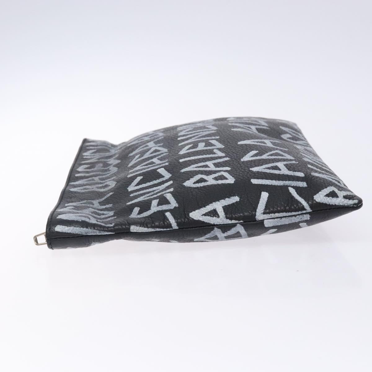 BALENCIAGA Clutch Bag Leather Black 494040 Auth 132454