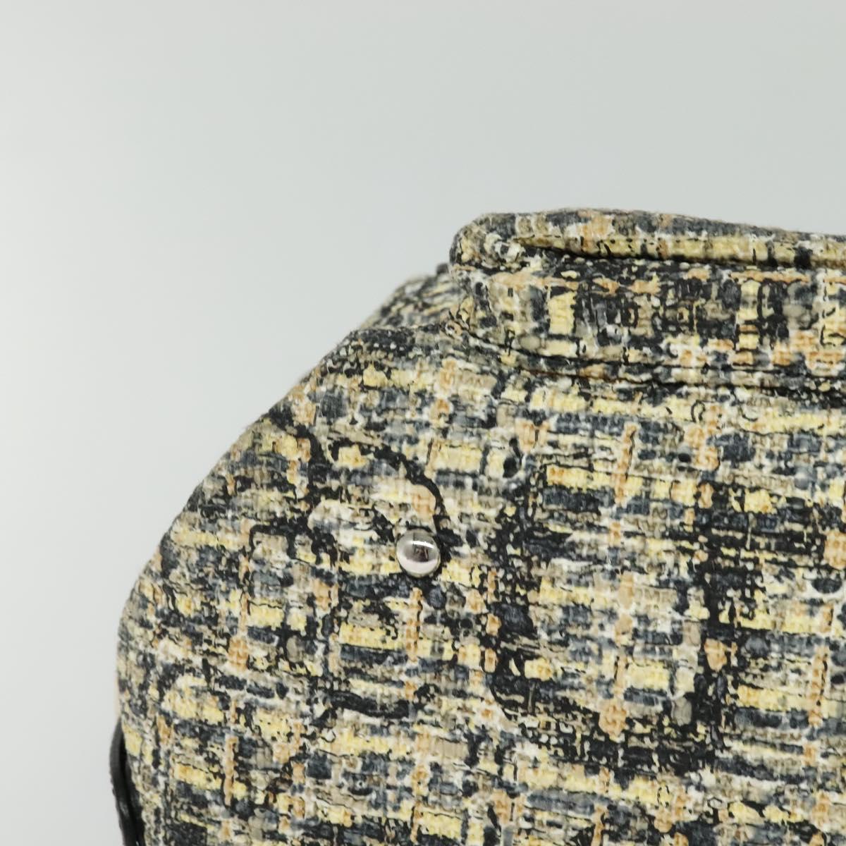 CHANEL Hand Bag Tweed Black Silver CC Auth 132459