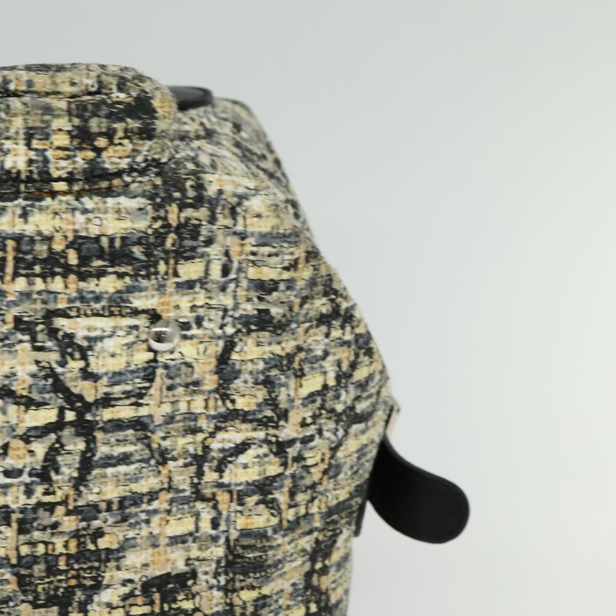 CHANEL Hand Bag Tweed Black Silver CC Auth 132459