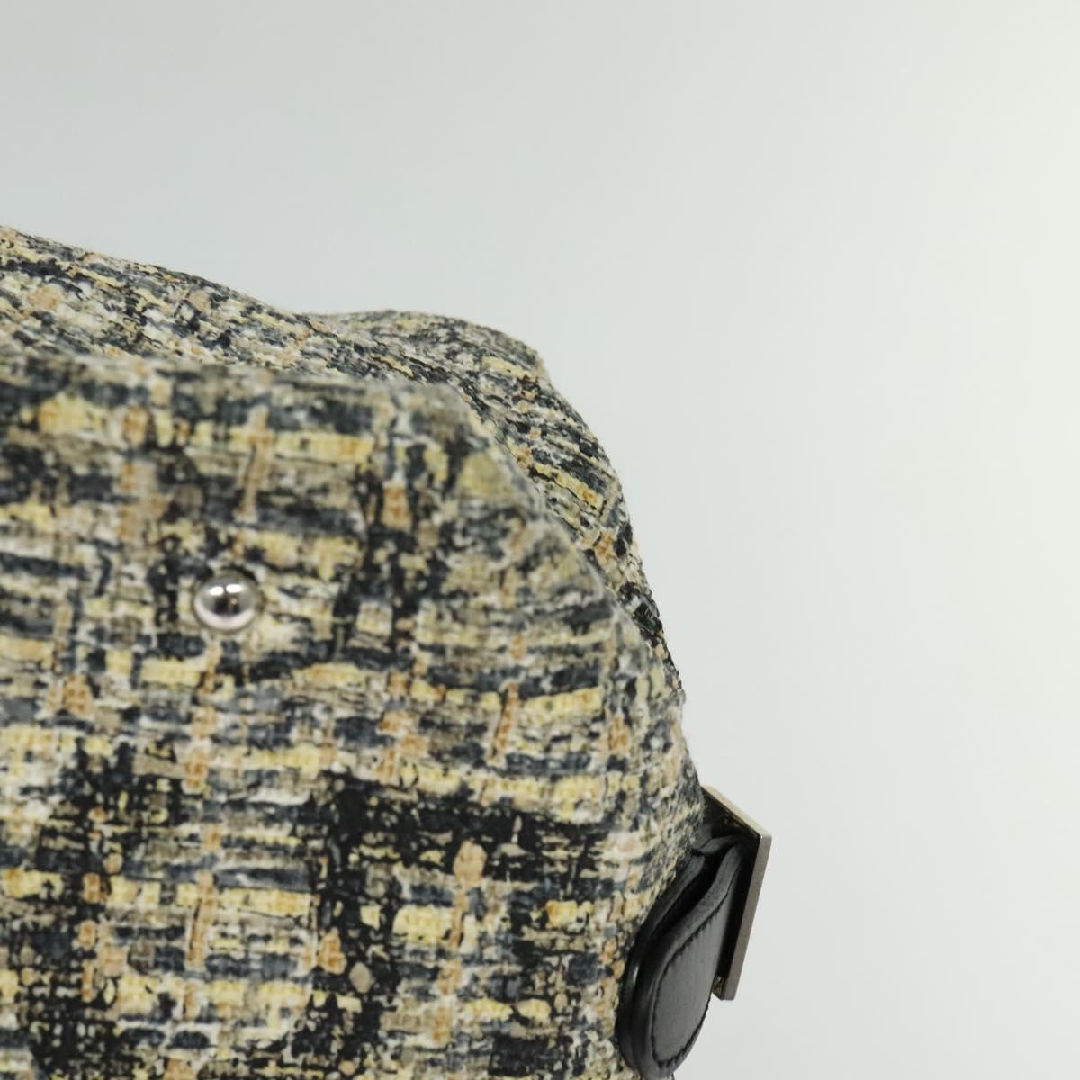 CHANEL Hand Bag Tweed Black Silver CC Auth 132459