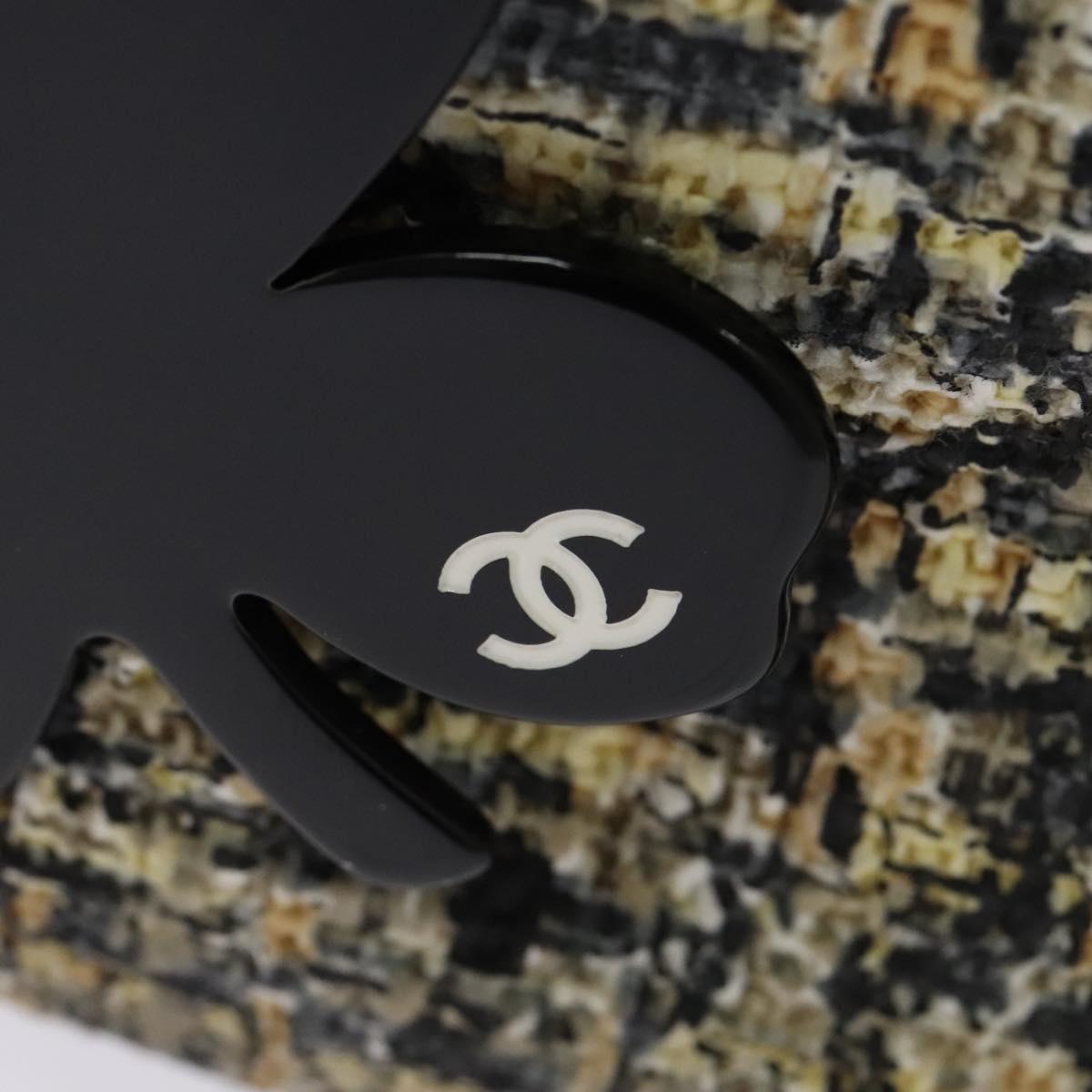 CHANEL Hand Bag Tweed Black Silver CC Auth 132459