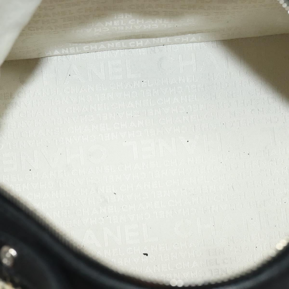 CHANEL Hand Bag Tweed Black Silver CC Auth 132459