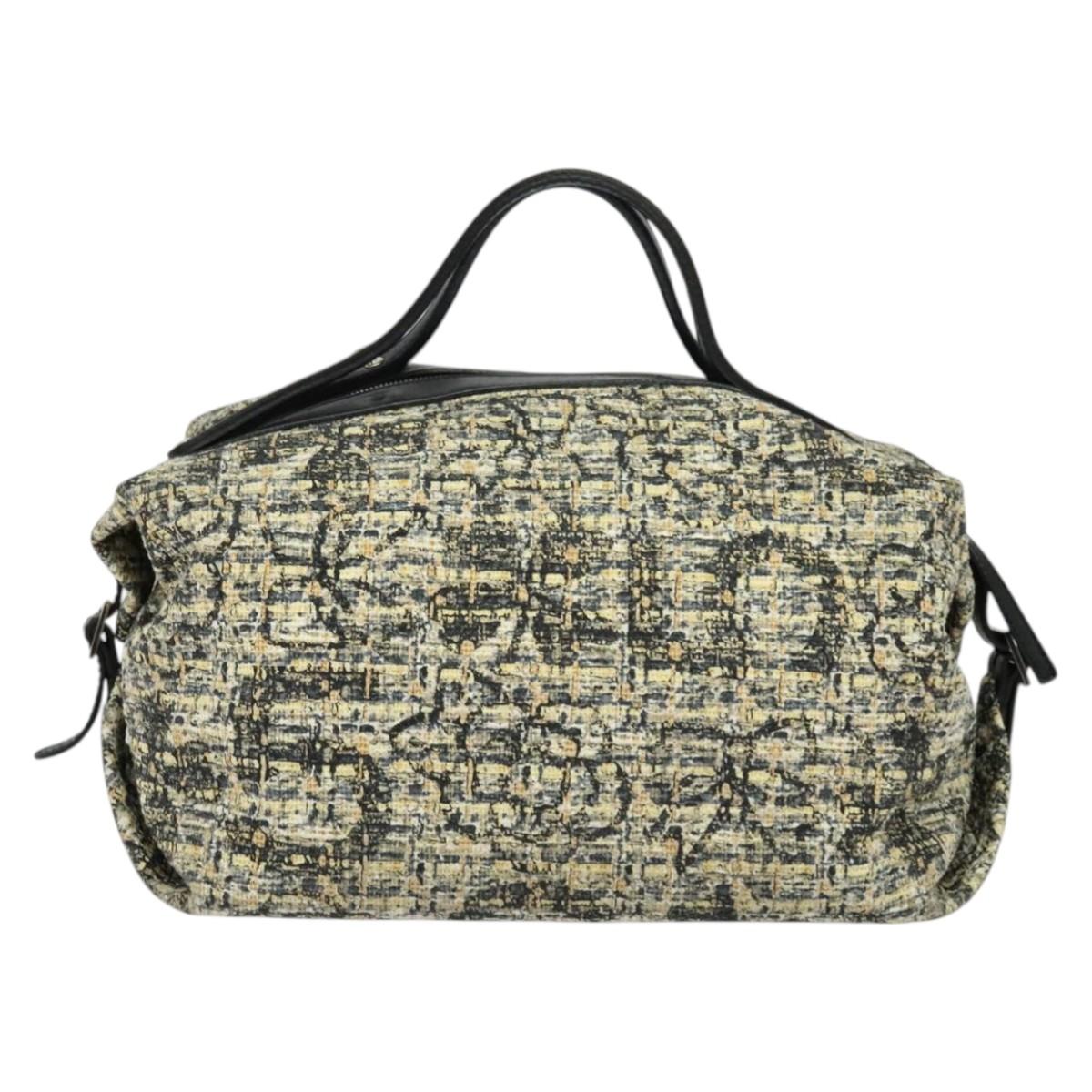 CHANEL Hand Bag Tweed Black Silver CC Auth 132459