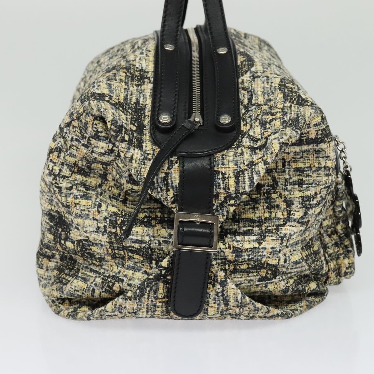 CHANEL Hand Bag Tweed Black Silver CC Auth 132459