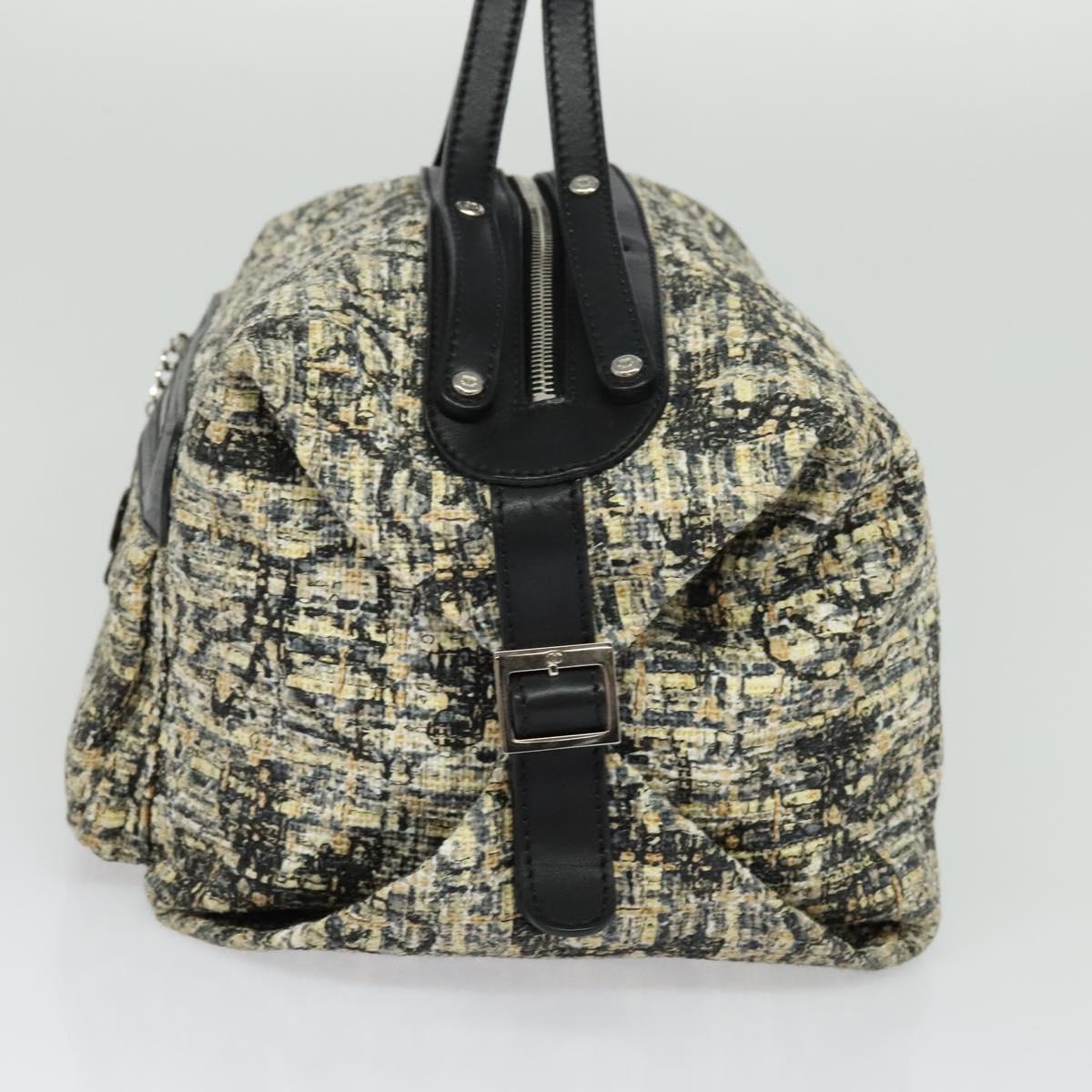 CHANEL Hand Bag Tweed Black Silver CC Auth 132459
