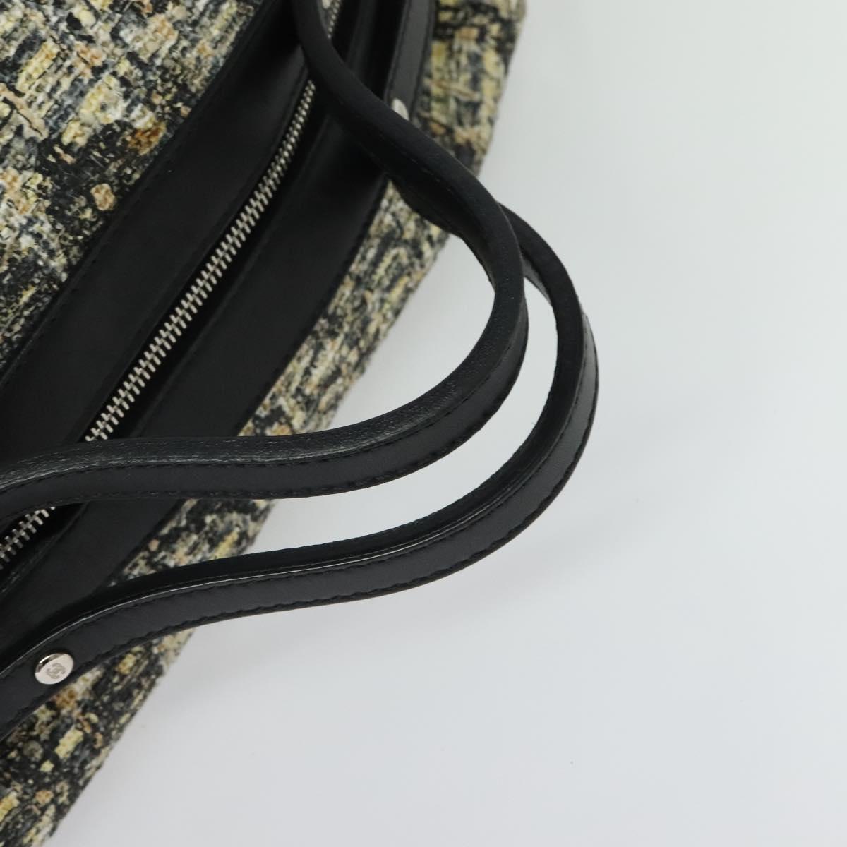 CHANEL Hand Bag Tweed Black Silver CC Auth 132459