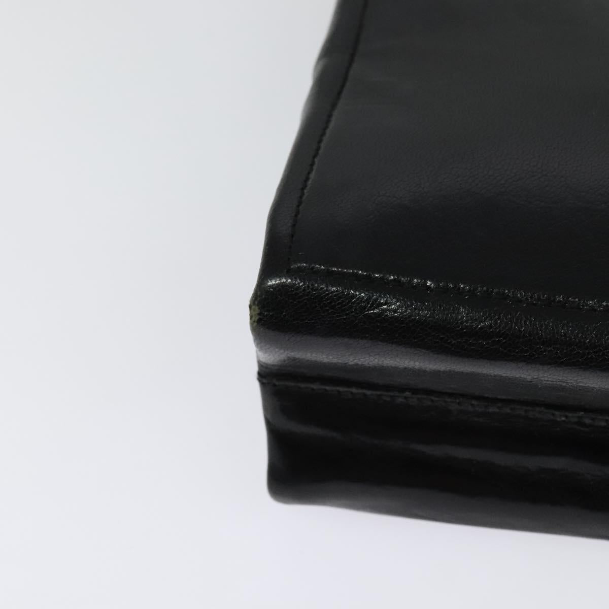 BALLY Chain Tote Bag Leather Black Silver Auth 132476