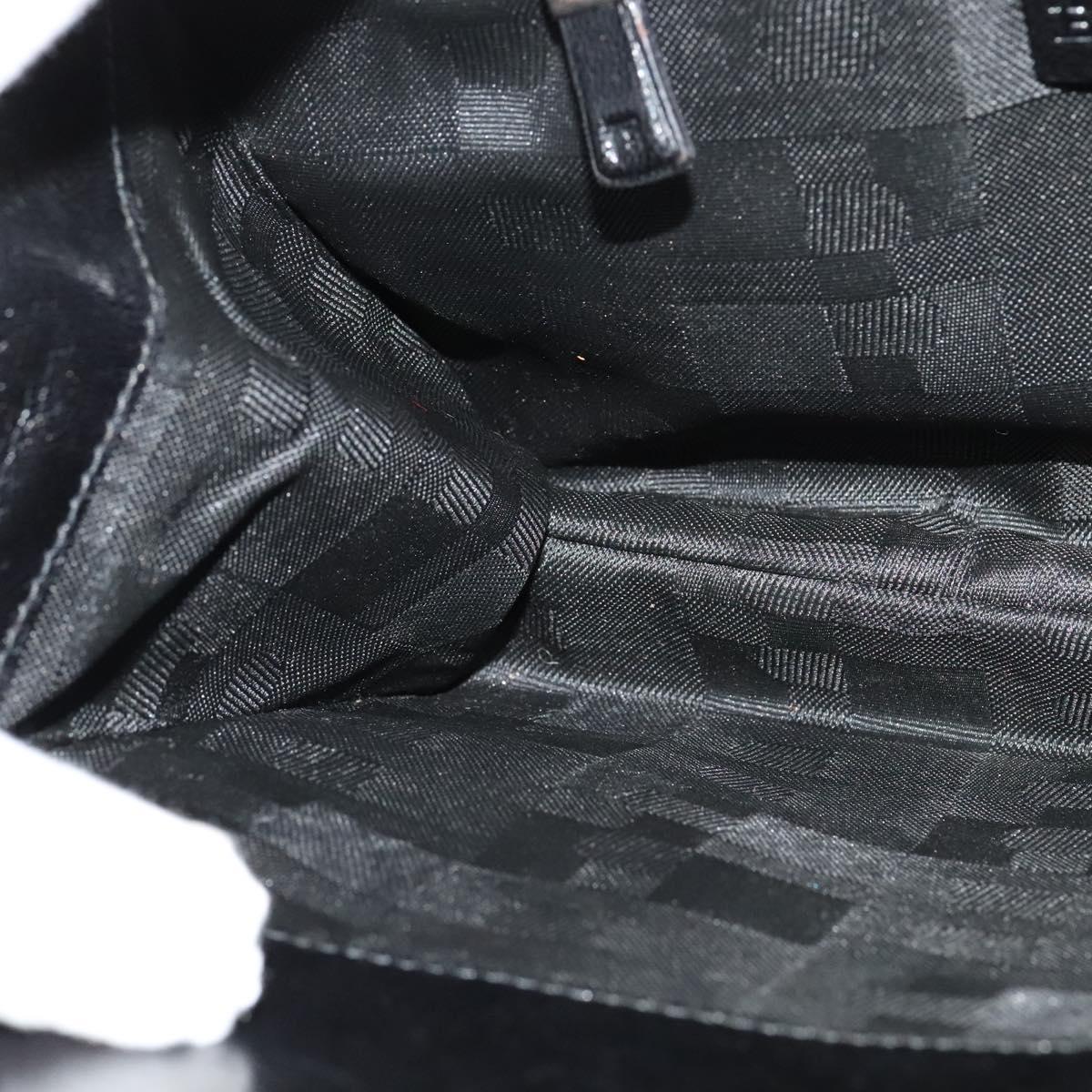 BALLY Chain Tote Bag Leather Black Silver Auth 132476