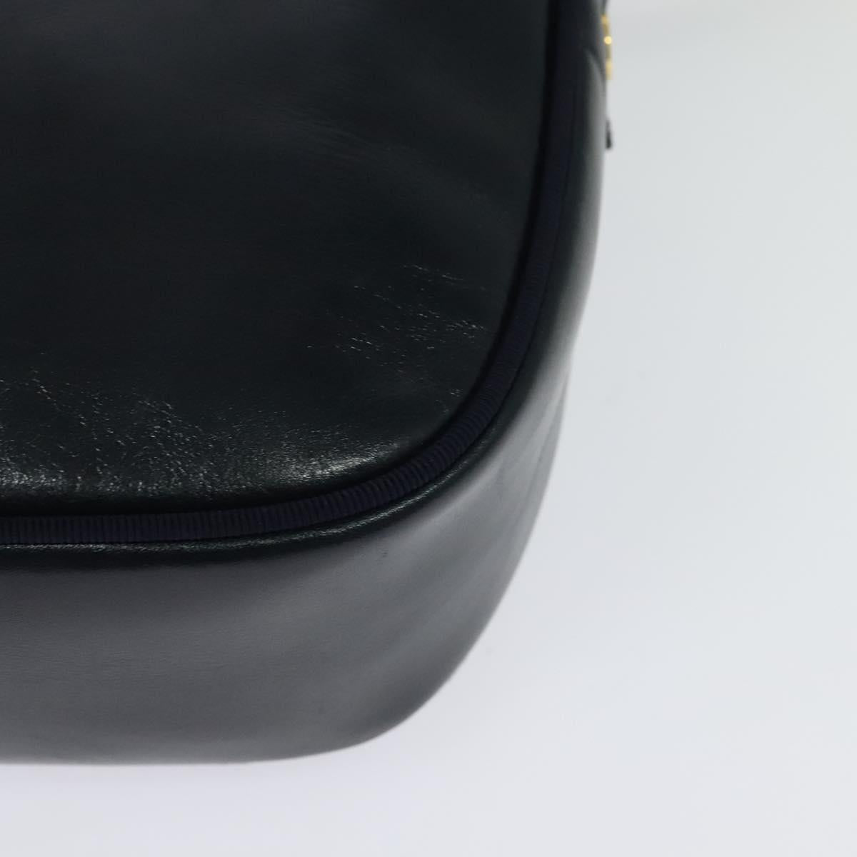 Salvatore Ferragamo Vala Shoulder Bag Leather Navy Gold Auth 132480