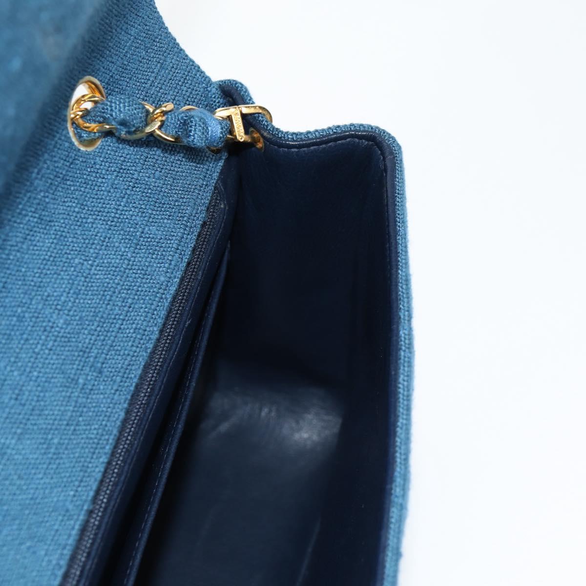 CHANEL Diana Flap Chain Shoulder Bag Canvas Blue Gold CC Auth 132485SM