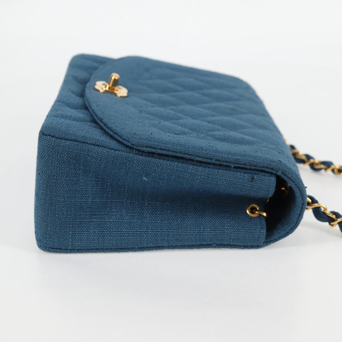 CHANEL Diana Flap Chain Shoulder Bag Canvas Blue Gold CC Auth 132485SM
