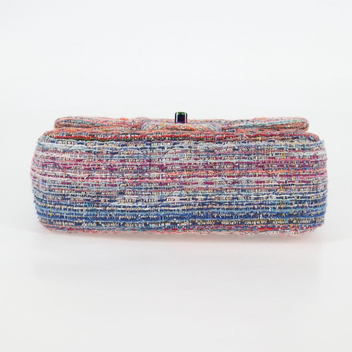 CHANEL Matelasse Chain Shoulder Bag Tweed Multicolor CC Auth 132486SM