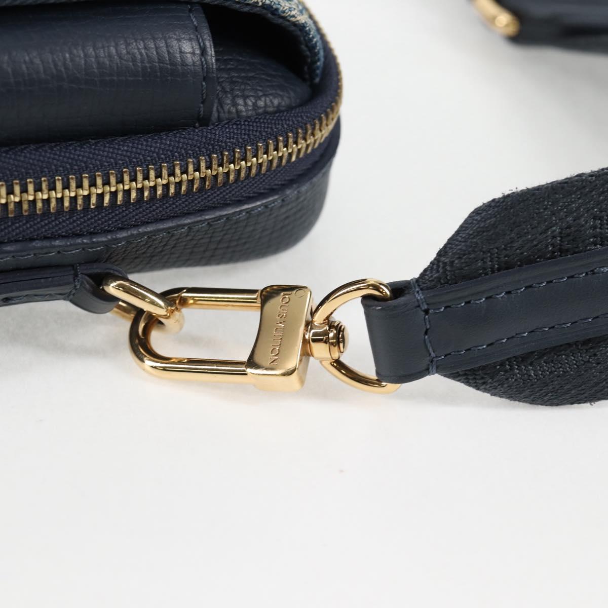 LOUIS VUITTON LV Squared Double Phone Pouch Blue M81060 LV Auth 132489M