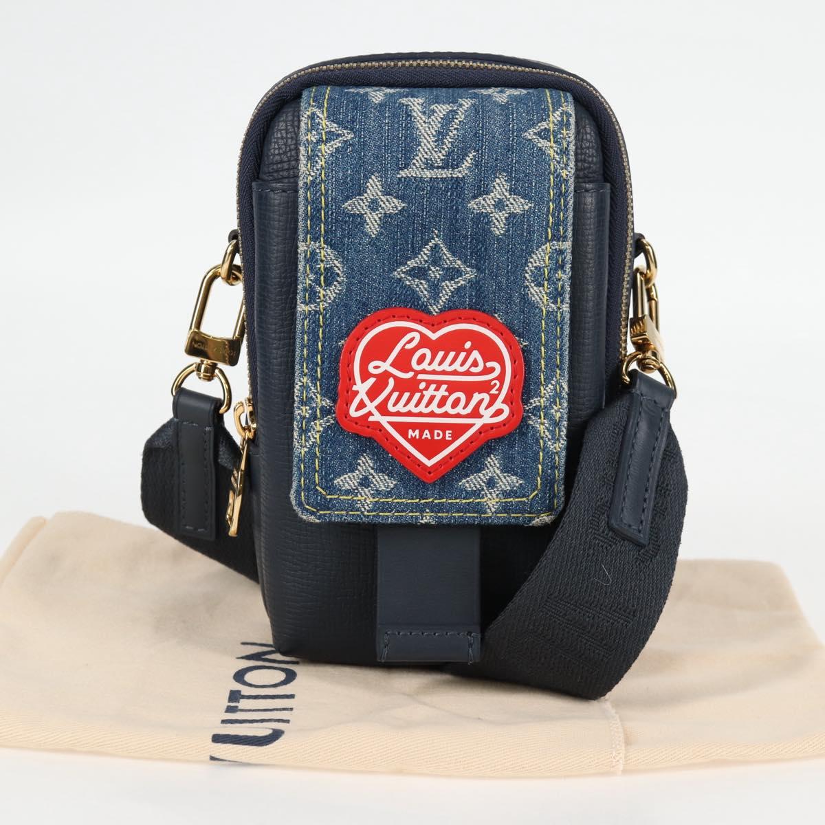 LOUIS VUITTON LV Squared Double Phone Pouch Blue M81060 LV Auth 132489M