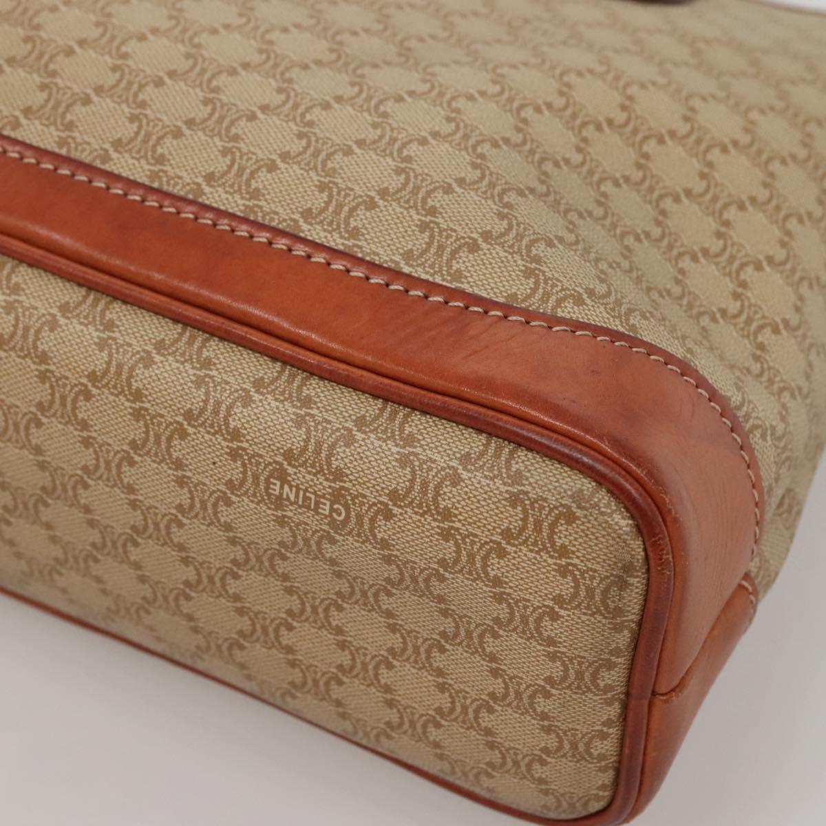 CELINE Macadam Canvas Hand Bag PVC Leather Beige Gold Auth 132516