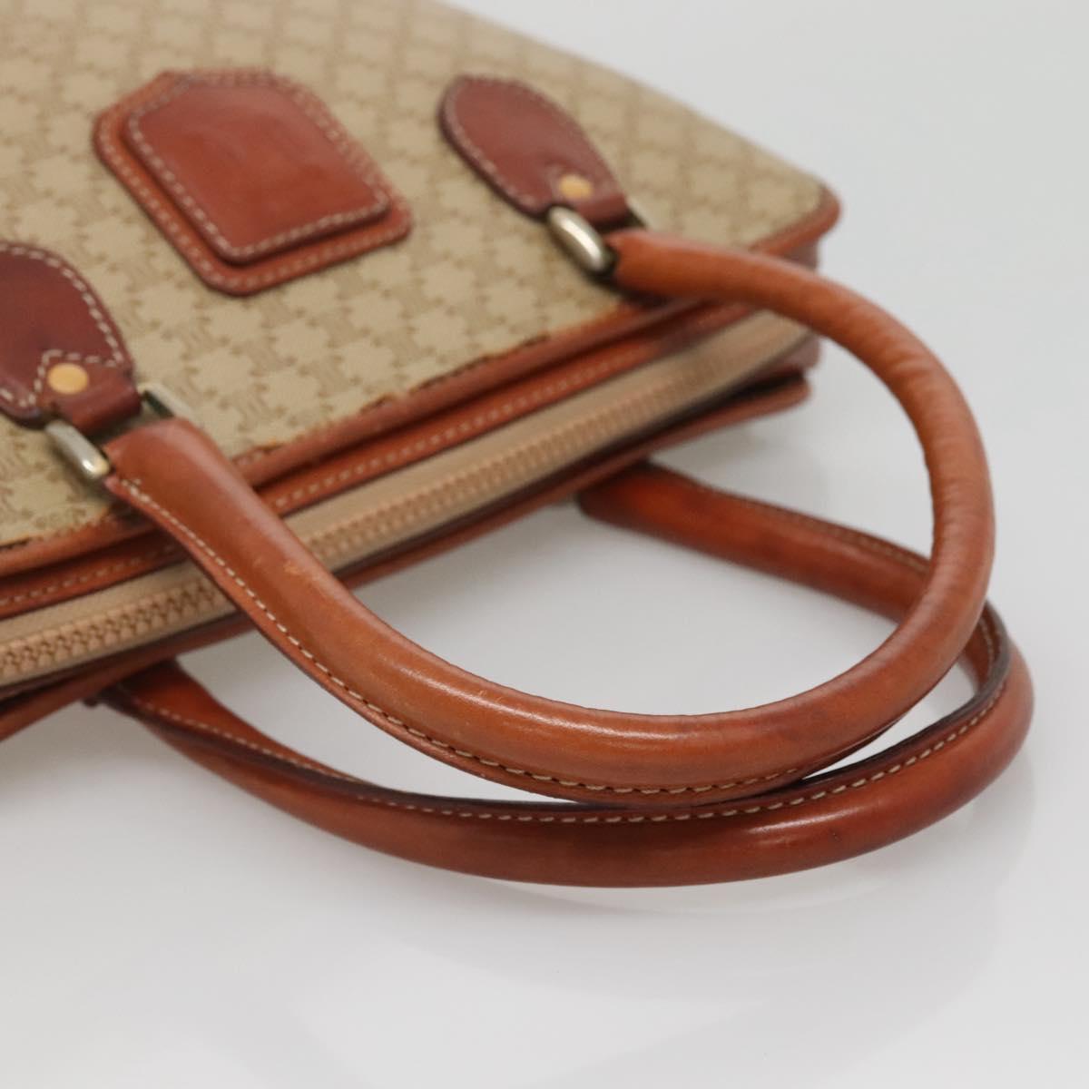 CELINE Macadam Canvas Hand Bag PVC Leather Beige Gold Auth 132516