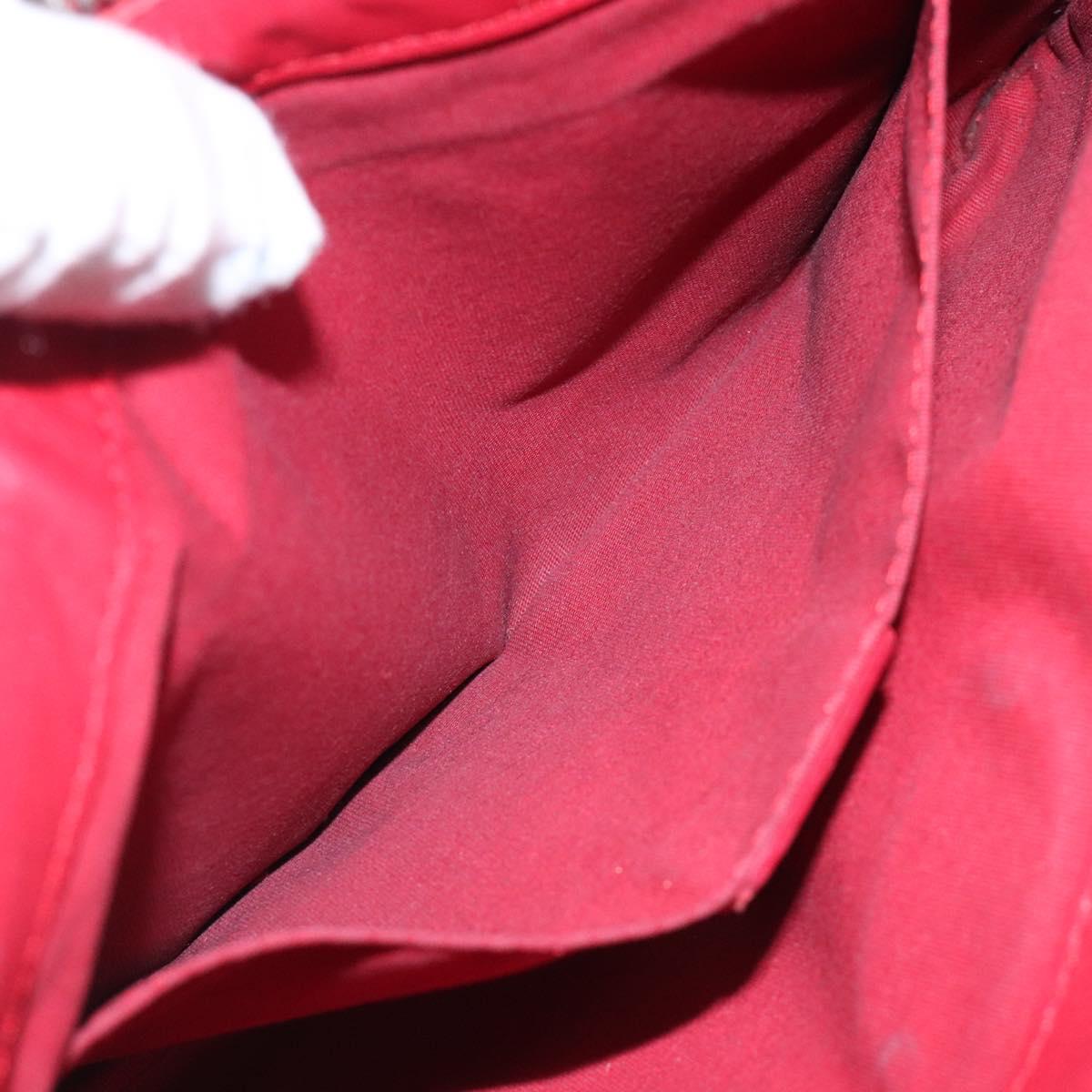 CELINE Accessory Pouch Leather Red Silver Auth 132517