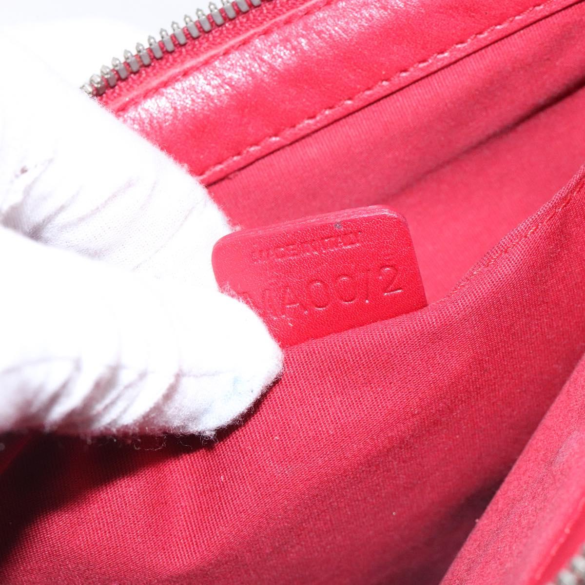 CELINE Accessory Pouch Leather Red Silver Auth 132517