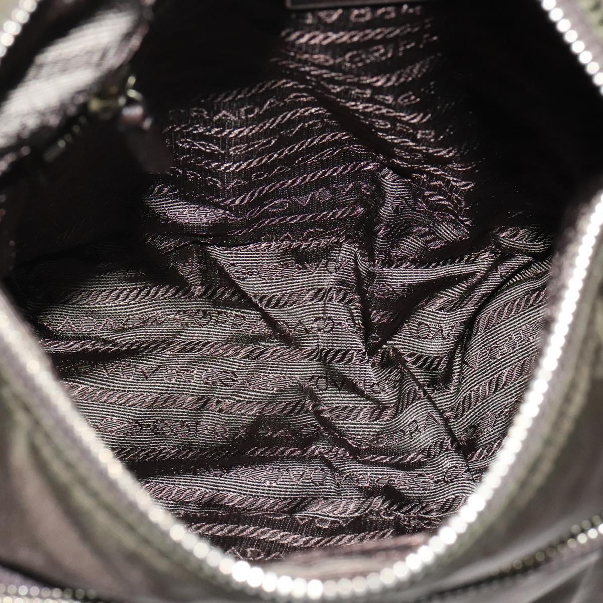 PRADA Shoulder Bag Nylon Khaki Silver Auth 132522